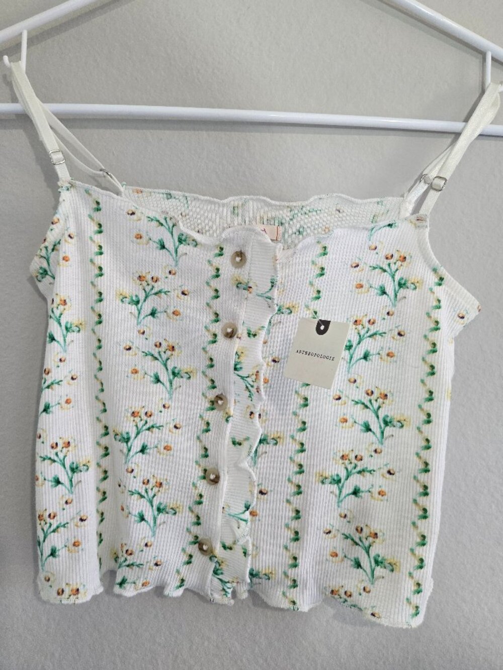 Anthropologie LyreBird Printed Cotton Rib Cami Ditsy Floral print XXS